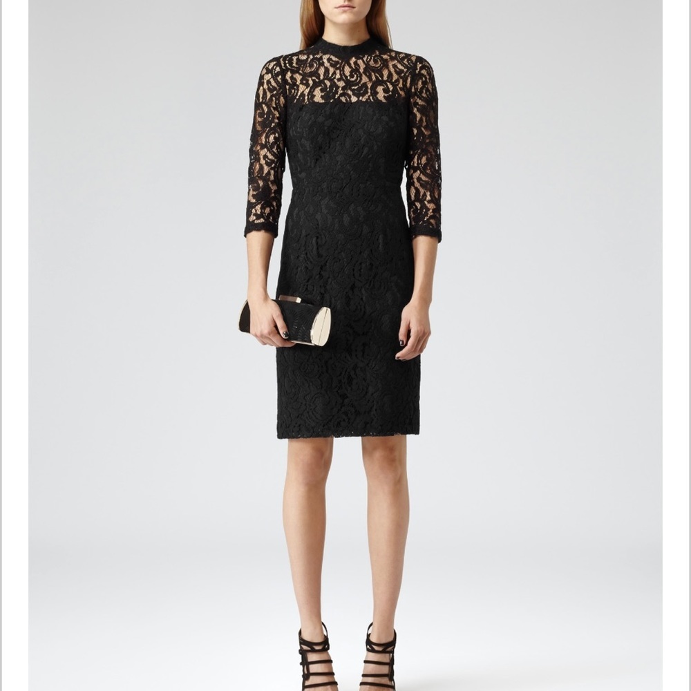 Reiss Delilah Lace Sheath Dress Black Size 0